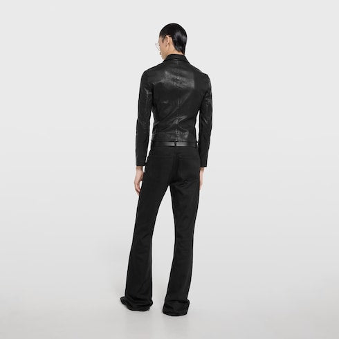 Cotton denim pants with Horsebit detail