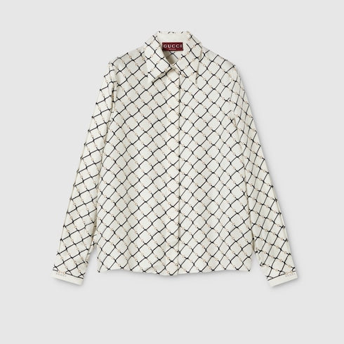 Printed silk twill shirt
