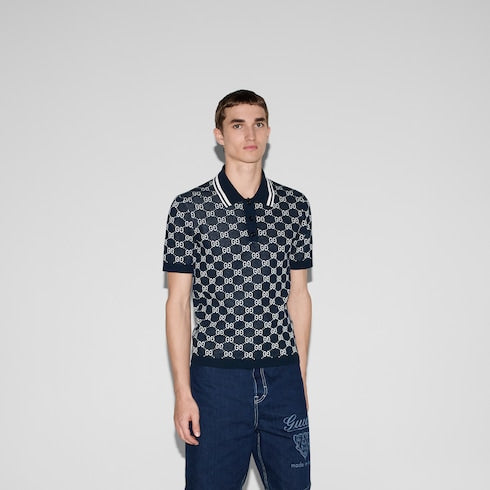 GG cotton knit jacquard polo shirt
