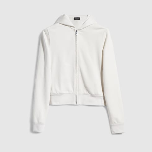 Cotton silk jersey zip sweatshirt