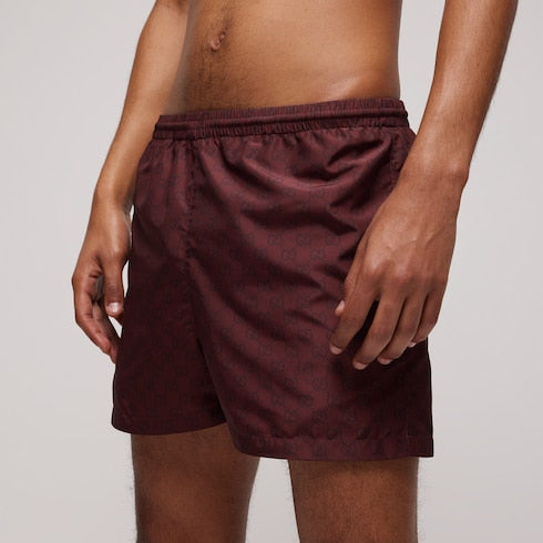 Printed polyester poplin swim shorts