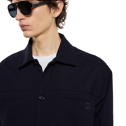 Cotton jersey jacket with embroidery