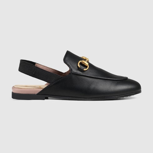 Black Leather Children's Princetown Slipper
