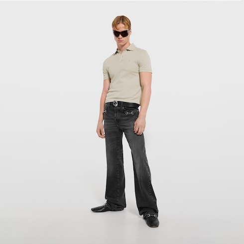 Cotton piquet polo shirt with embroidery