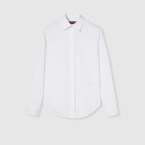 Cotton poplin shirt with embroidery