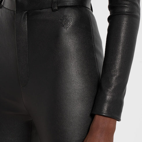 Bonded leather with stretch cotton leggings