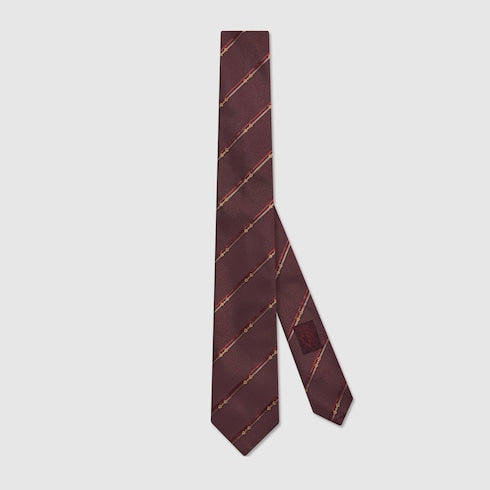Diagonal Horsebit silk jacquard tie