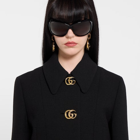 Crêpe wool jacket with Double G button