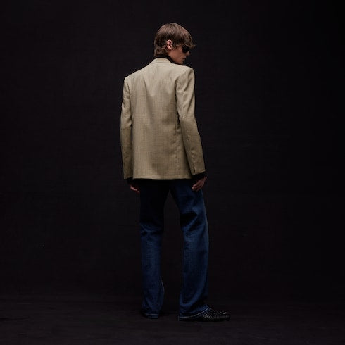 Gingham wool single-breasted jacket