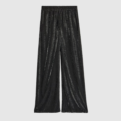 Jersey pants with iridescent effect