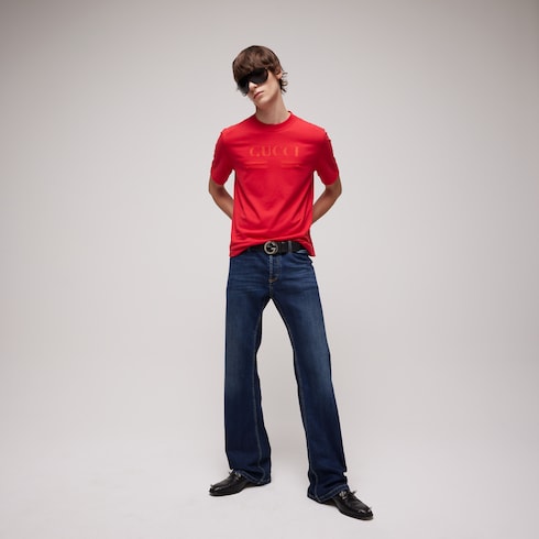 Cotton jersey T-shirt with devoré detail