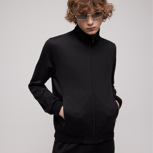 Silk cotton jersey zip jacket