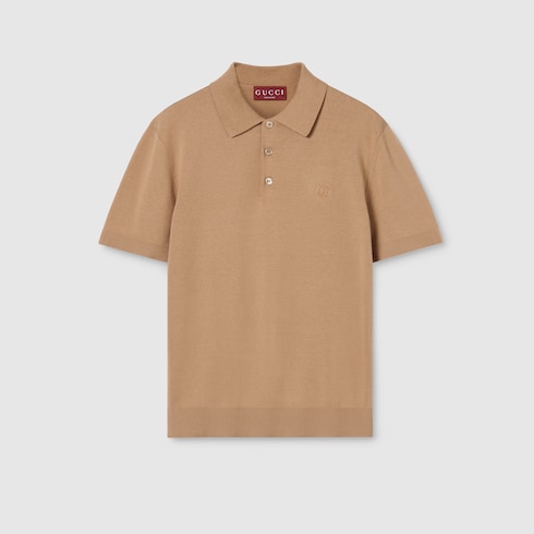 Silk cotton polo shirt with embroidery