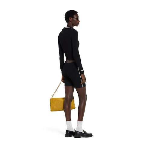 Ribbed shorts with intarsia