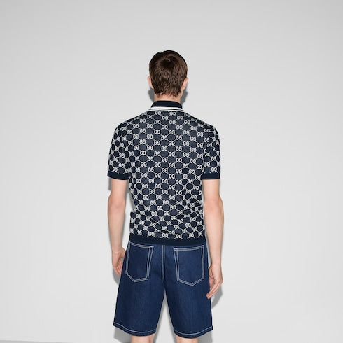 GG cotton knit jacquard polo shirt