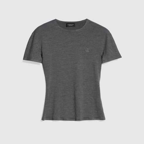 Silk jersey T-shirt with embroidery