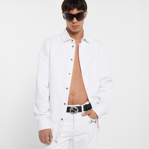 Washed certified cotton denim shirt