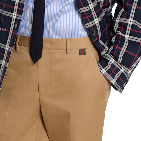 Cotton twill pants with Web detail