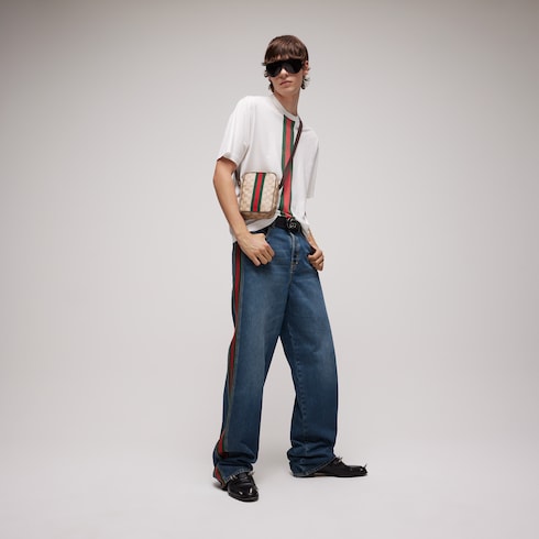 Cotton denim pants with Web insert
