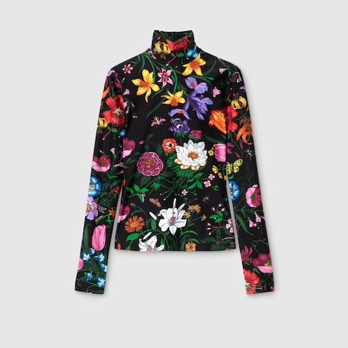 Printed sparkling jersey turtleneck