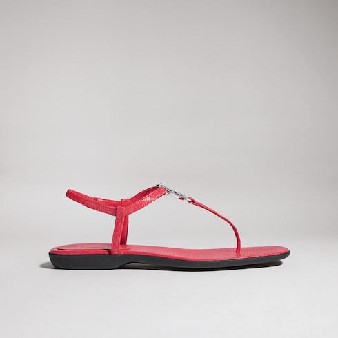 Women's python thong sandal with Interlocking G