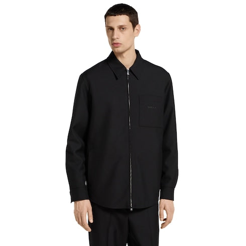 Wool twill zip overshirt
