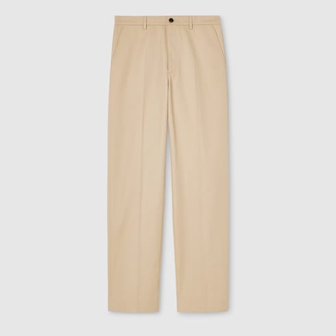 Cotton twill pants with embroidery