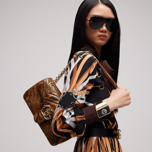 GG Marmont python medium shoulder bag