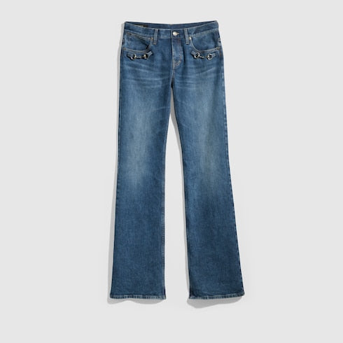 Stretch cotton denim with Horsebit