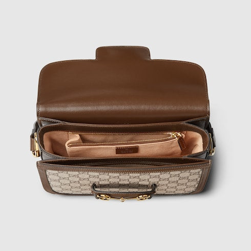 GG Supreme / Brown Gucci 1955 Horsebit Shoulder Bag