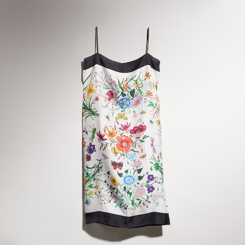 Printed silk twill dress