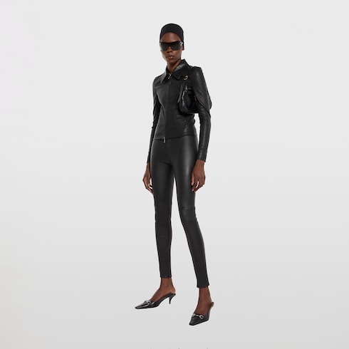 Bonded leather with stretch cotton leggings