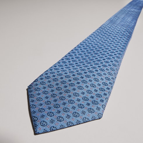 Interlocking G silk jacquard tie