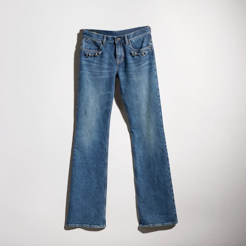 Stretch cotton denim with Horsebit