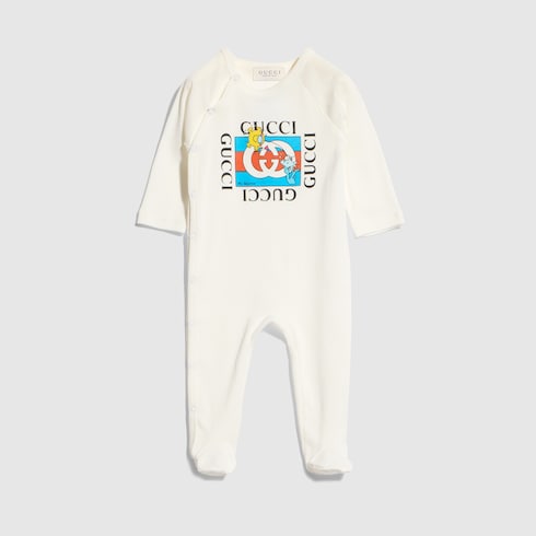 Baby cotton one-piece with print