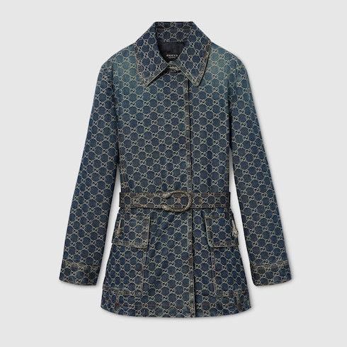 GG cotton denim jacquard jacket
