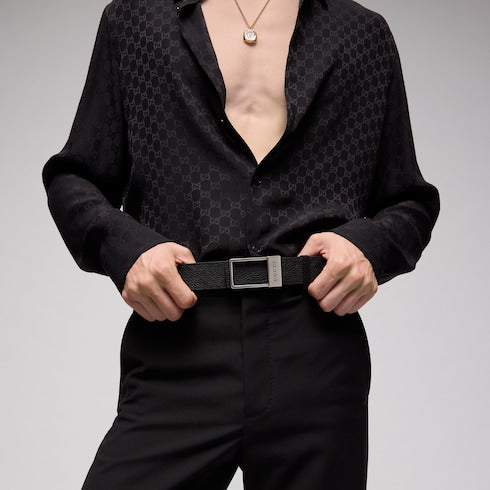 Reversible belt with rectangular buckle