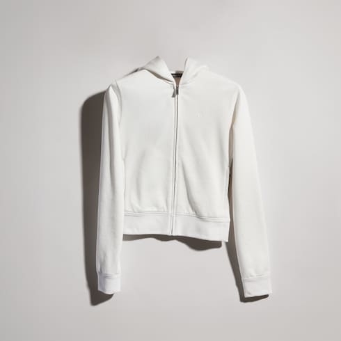Cotton silk jersey zip sweatshirt