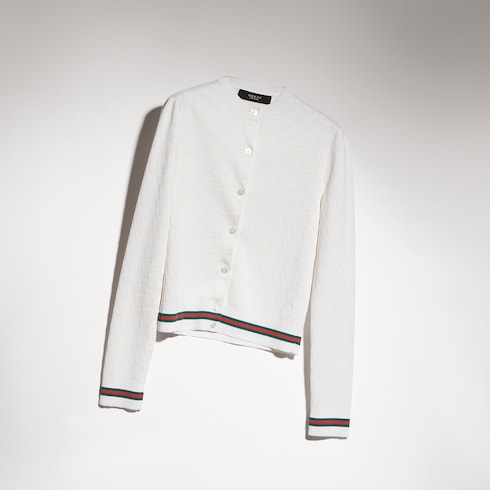 GG fine cotton viscose jacquard cardigan