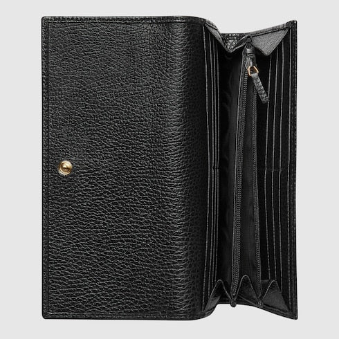 Black Textured Leather GG Marmont Continental Wallet