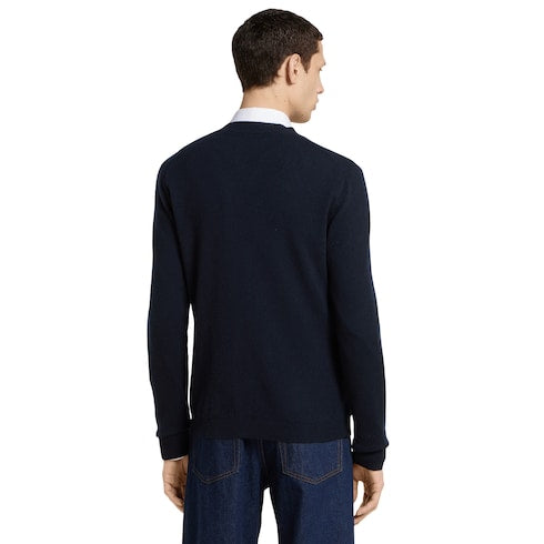 Fine cashmere cardigan with intarsia
