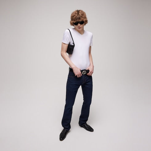 Cotton denim pants with embroidery