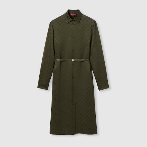 GG satin shirt dress