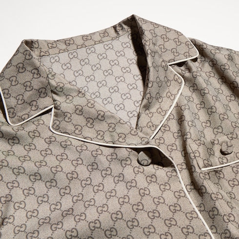 Printed silk twill shirt