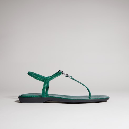 Women's python thong sandal with Interlocking G