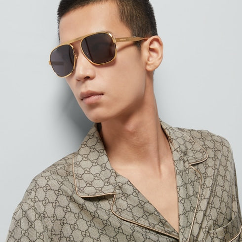 GG printed silk shirt