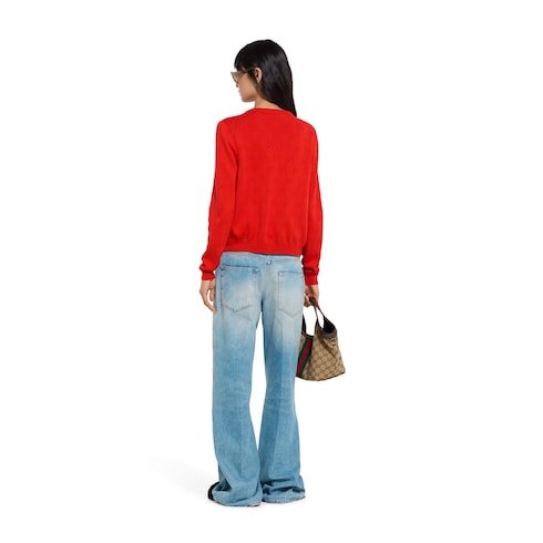 GG pointelle cotton silk cardigan