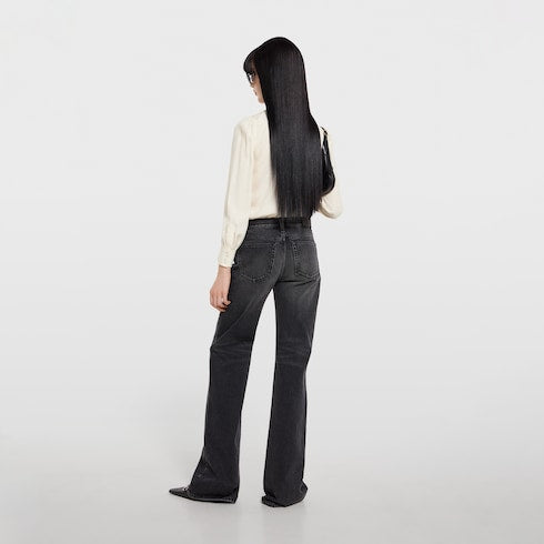 Silk crêpe satin Interlocking G shirt