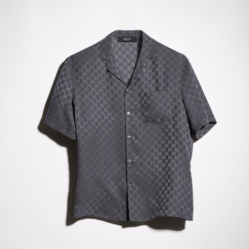 GG silk jacquard bowling shirt