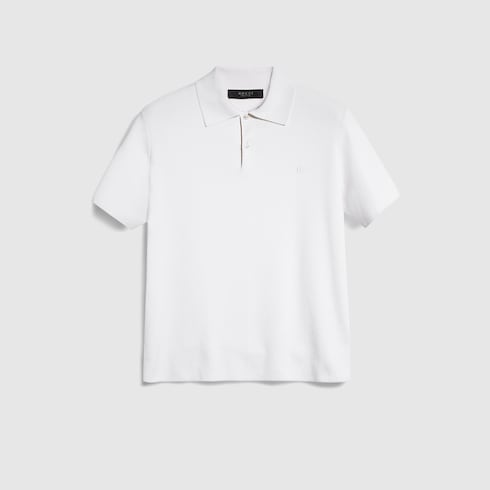 Silk cotton polo shirt with embroidery